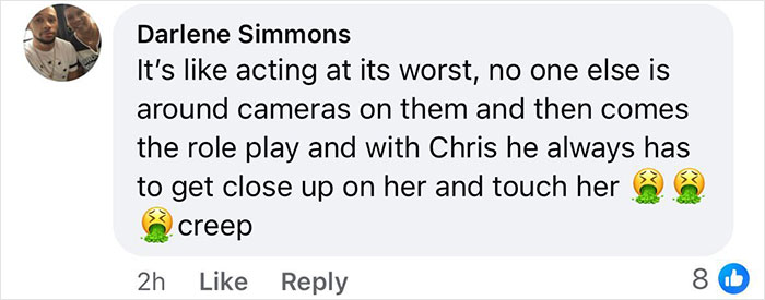 Comment expressing discomfort with intimate moments on a reality show.