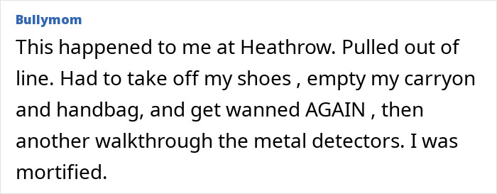 Passenger describes security experience with 'SSSS' code at Heathrow, mentioning shoe removal and metal detector checks. Passenger describes security experience with 'SSSS' code at Heathrow, mentioning shoe removal and metal detector checks.