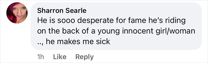 Social media comment reacting to JoJo Siwa and a man's interaction on Big Brother.