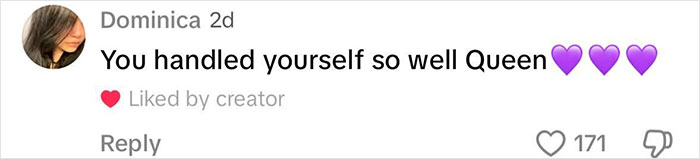 Comment praising a person's response in a conflict involving a park bench.