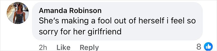 Comment discussing JoJo Siwa's actions on Big Brother, expressing sympathy for her girlfriend.