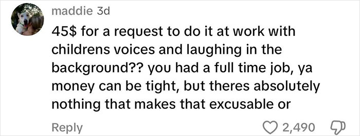 Comment criticizing a teacher who recorded adult content at daycare, with 2,490 likes.