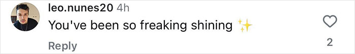 Comment mentioning shining amid accusations on Demi Lovato's skinny frame, with a profile photo and heart icon displayed.