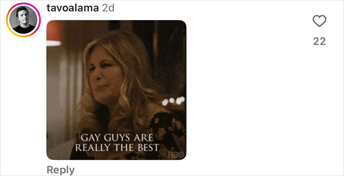 Jennifer Coolidge smiling with text overlay about gay fans. Jennifer Coolidge smiling with text overlay about gay fans.