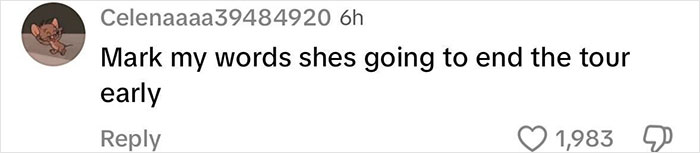 Comment mocking Katy Perry's tour debut with 1,983 likes and 3 dislikes.