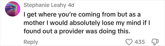 Comment on teacher's controversial adult content at daycare, highlighting parental concern.