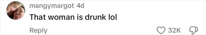 Comment screenshot saying "That woman is drunk lol," related to a "Karens" incident.
