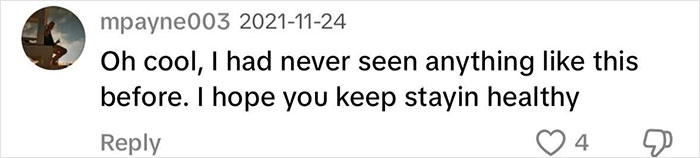 Comment expressing surprise and support for a woman with one arm larger, hoping she stays healthy.