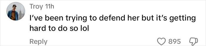 Comment mocking Katy Perry's "mom moves" on tour debut with 895 likes.