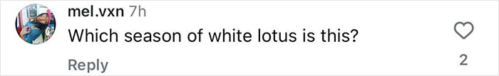 User comment asking about a season of "White Lotus" on social media.