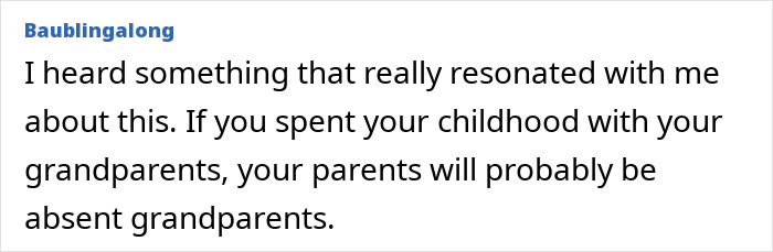 Comment discussing modern grandparenting double standards and family dynamics.