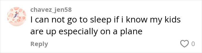 Commenter discussing children and sleep on a plane.