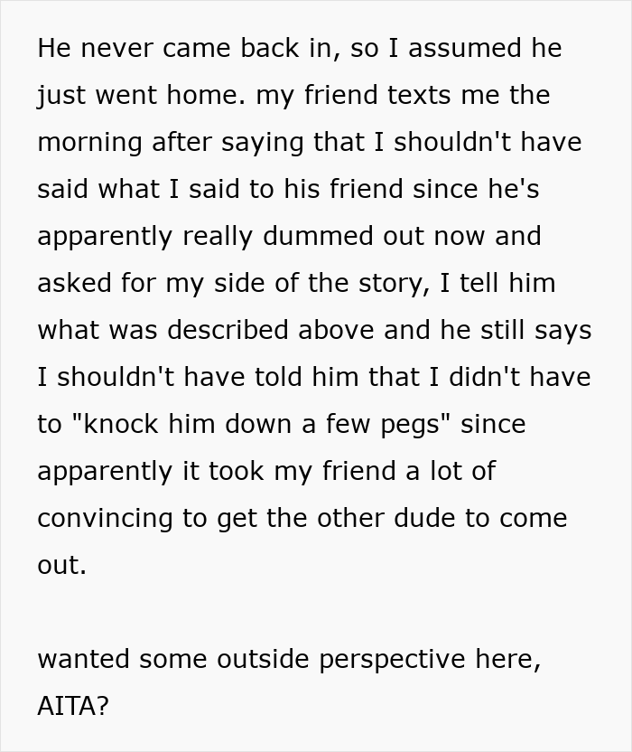 Text about a woman telling a guy "I'm not a therapist" after he overshares personal stories.
