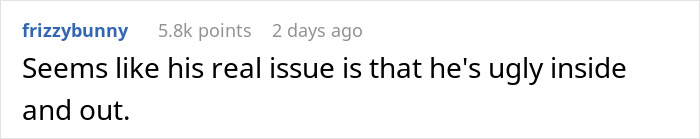 Comment on an ugly man's standards for women, with user feedback displayed. Comment on an ugly man's standards for women, with user feedback displayed.