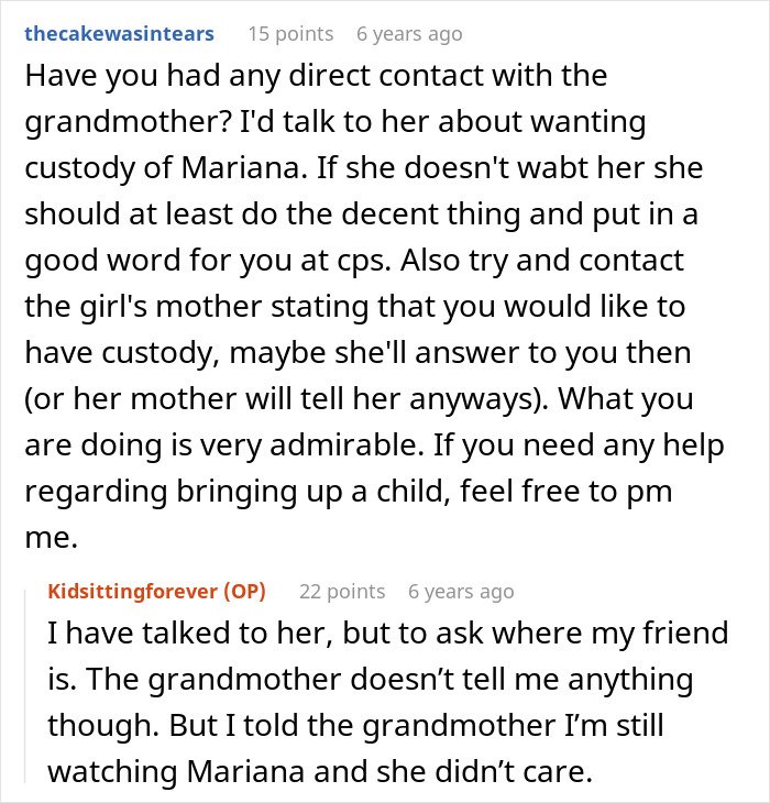 Discussion about woman disappearing after asking friend to babysit daughter.