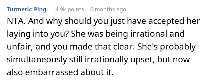Reddit comment discussing fairness and family expectations regarding help with a child.