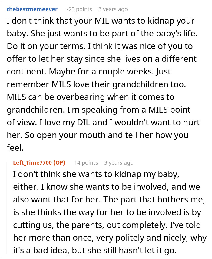 Text conversation about MIL's overbearing involvement in baby's life, advice given to communicate feelings clearly.