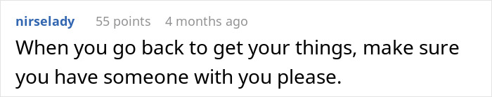 Comment about returning with company in MIL birth control joke thread.