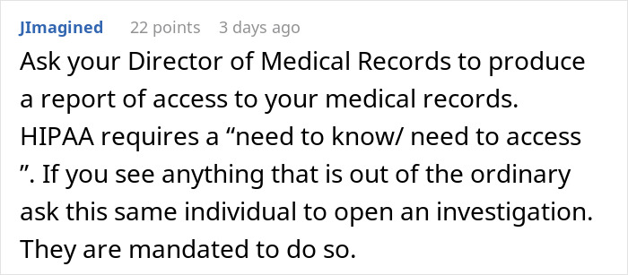 Text advising on medical record access and investigation, related to unauthorized cancellation of a doctor's appointment.
