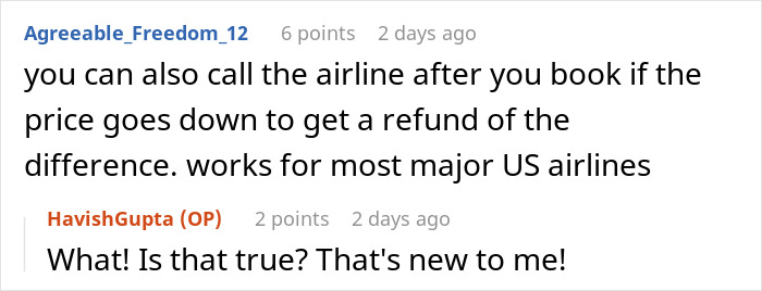 Discussion on affordable flights, highlighting a refund trick for price drops in major US airlines.