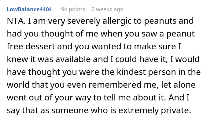 Text excerpt about food allergies and privacy, highlighting a gluten-free diet discussion.