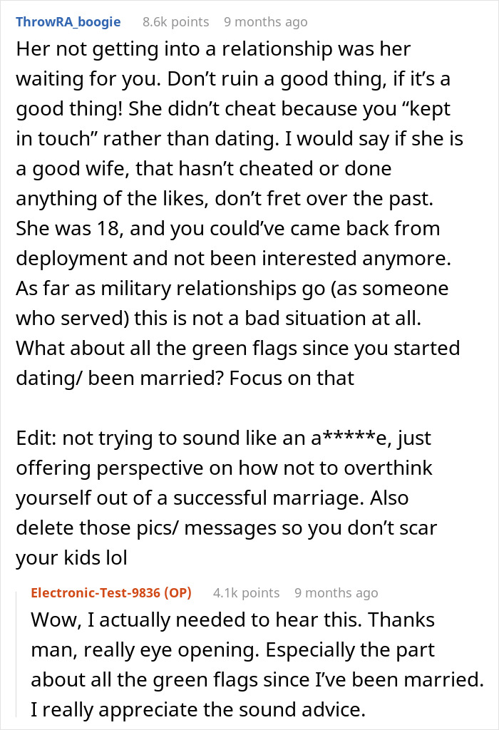 Online advice about marriage and trust, focusing on resolving doubts in relationships.