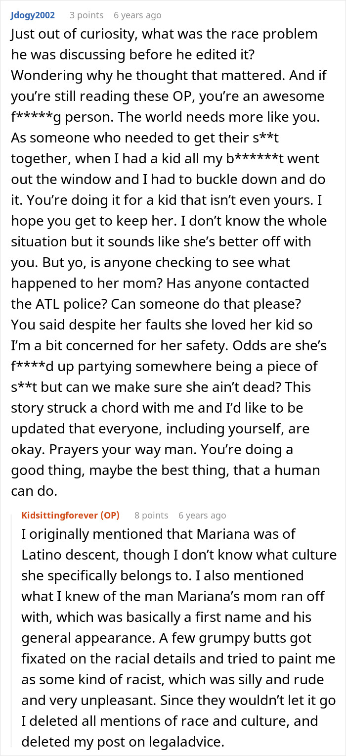 Reddit discussion about a woman's friend disappearing for months after asking her to babysit.