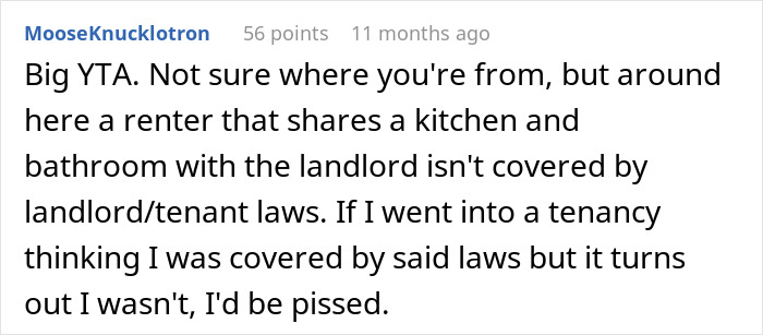 Text response discussing tenant laws regarding sharing spaces with landlords. Text response discussing tenant laws regarding sharing spaces with landlords.