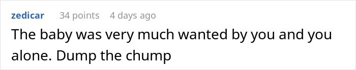 Reddit comment criticizing a husband's reaction to miscarriage, advising the woman to leave him. Reddit comment criticizing a husband's reaction to miscarriage, advising the woman to leave him.