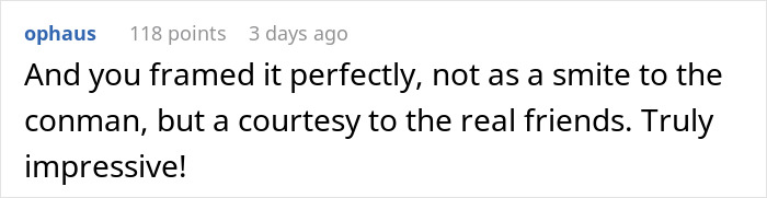 Comment discussing fairness in splitting the bill among friends.