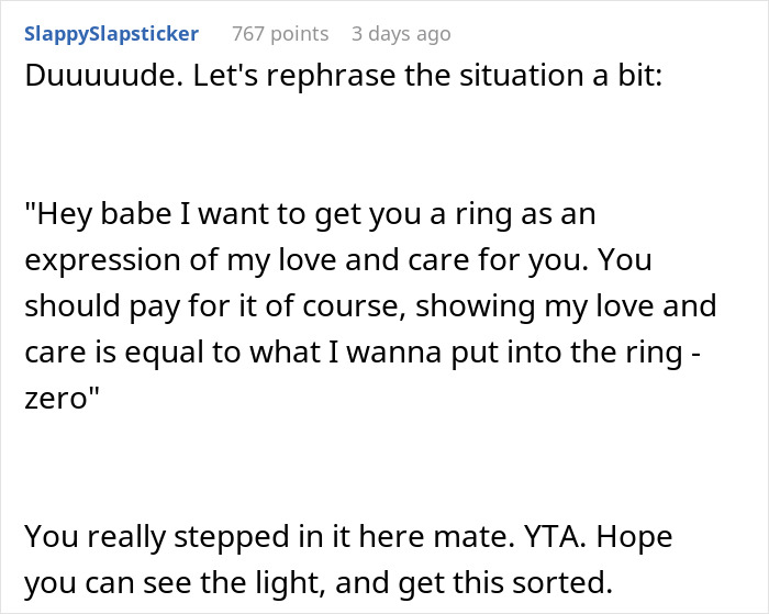 Guy Thinks GF's Money Is His Money, Asks Her To Buy Her Own Engagement Ring, She's Furious
