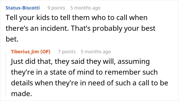 Dialog discussing school call preferences, highlighting stereotypical practice of calling mom instead of dad during emergencies. Dialog discussing school call preferences, highlighting stereotypical practice of calling mom instead of dad during emergencies.