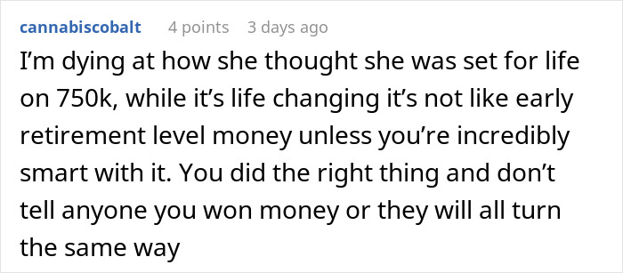 Comment about a relationship breakup due to money-related misunderstandings.