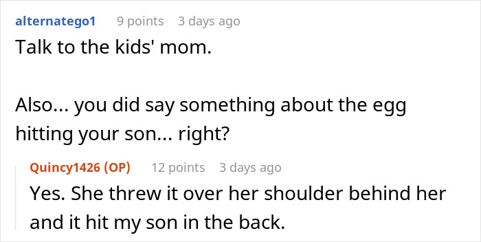 Text discussion about neighbor's autistic granddaughter and an Easter egg incident involving a child.