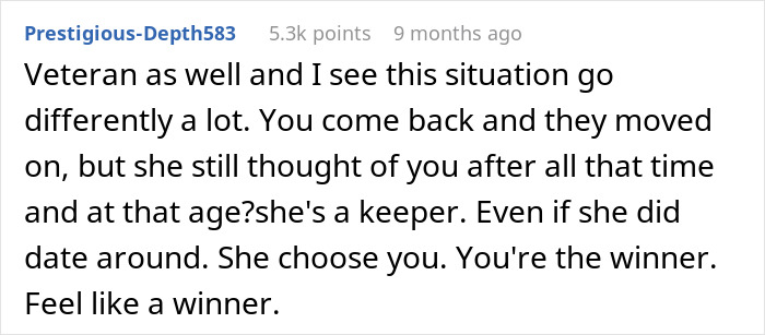 Text comment about marriage and relationships, with a tone of reassurance.