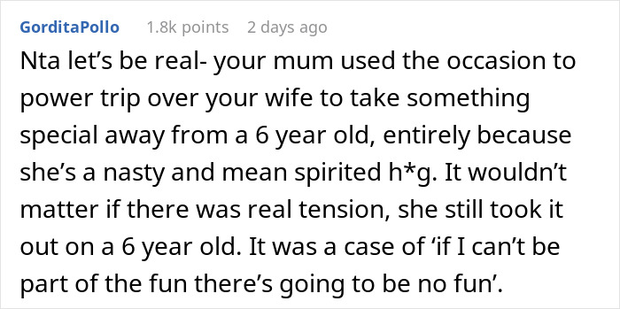 Comment discussing a MIL cutting a 6-year-old's hair without permission, leading to babysitting ban.