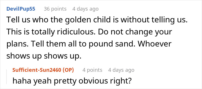 Reddit comments about a sibling clash over wedding plans and a postponed honeymoon. Reddit comments about a sibling clash over wedding plans and a postponed honeymoon.