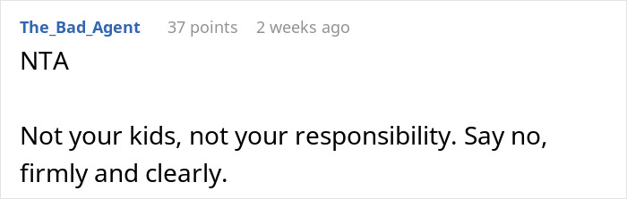 Text response about babysitting responsibility, emphasizing firm boundaries. Text response about babysitting responsibility, emphasizing firm boundaries.