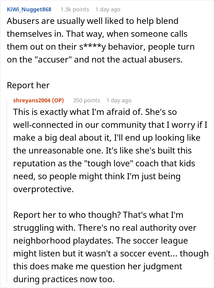 Reddit comments discussing concerns about children's welfare and lack of supervision outdoors.