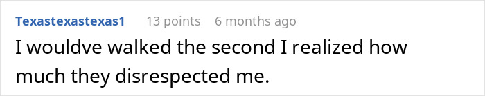 Comment discussing a couple feeling disrespected after canceling vacation for a wedding. Comment discussing a couple feeling disrespected after canceling vacation for a wedding.