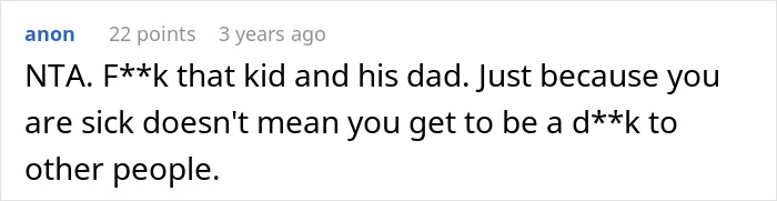 Comment expressing frustration about spoiled boy and his dad at a birthday party.