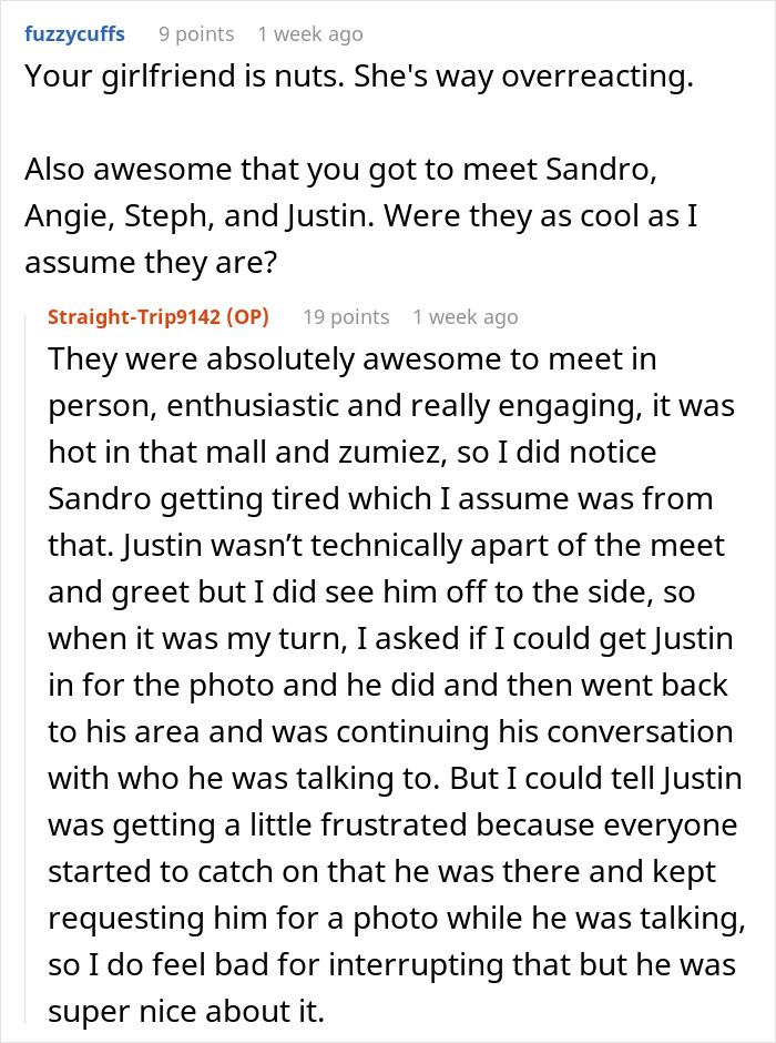 Comments discussing a girlfriend overreacting after a group photo incident, with netizens expressing their views. Comments discussing a girlfriend overreacting after a group photo incident, with netizens expressing their views.