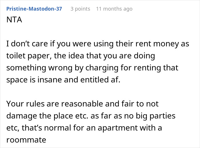 Comment screenshot discussing being a landlord without roommates knowing. Comment screenshot discussing being a landlord without roommates knowing.