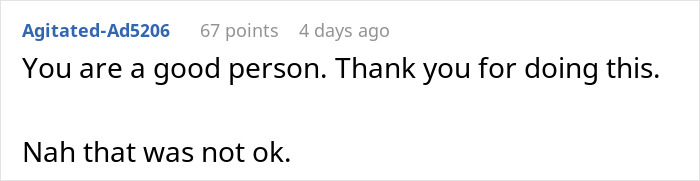 Reddit comment with mixed reactions to a good deed turned charity event.