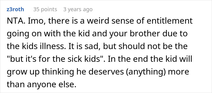 Reddit comment discussing a boy's sense of entitlement and behavior related to demands for extra ice cream.