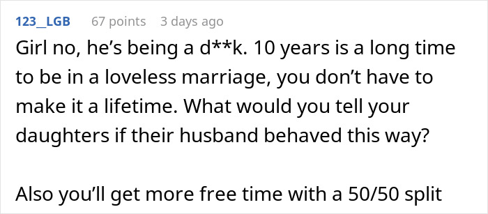 Text comment about a man planning an anniversary date with his mom, sparking relationship advice discussions.