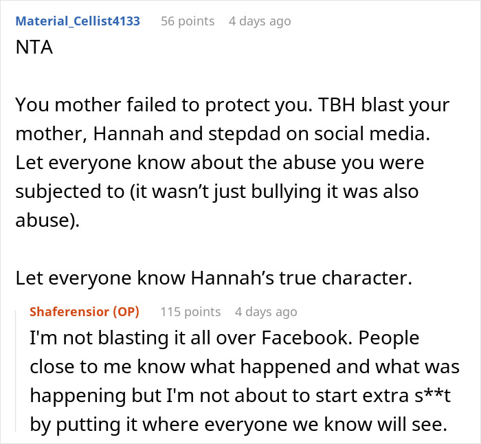 Reddit thread discussing a teen's decision to live with dad after drama with stepdaughter.