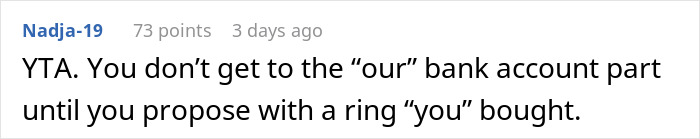 Guy Thinks GF's Money Is His Money, Asks Her To Buy Her Own Engagement Ring, She's Furious