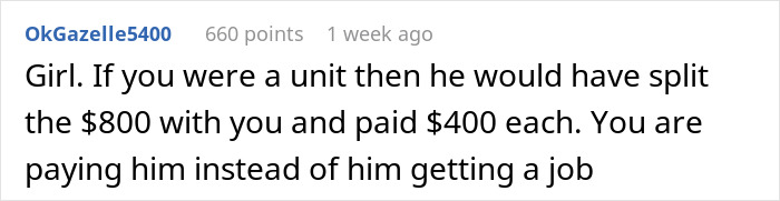 Reddit comment about rent money issue and relationship dynamics. Reddit comment about rent money issue and relationship dynamics.