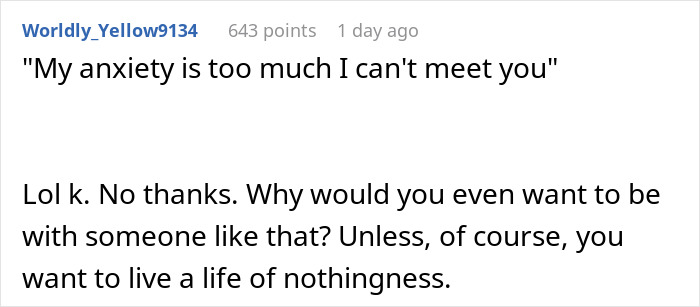 Text about expensive trip for long-distance relationship, partner's anxiety prevents meeting.